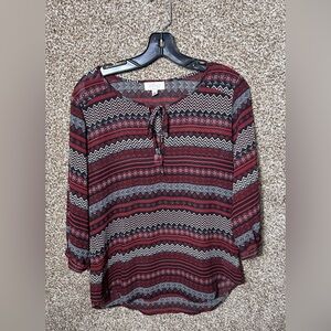 Soulmates Red and Black Patterned Blouse